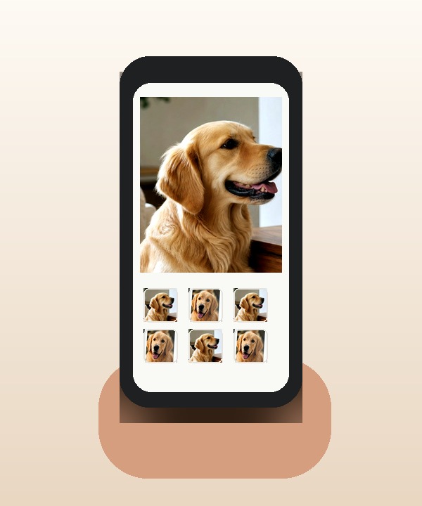 A person choosing a dog photo on their phone.